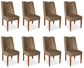 Kit 8 Cadeiras de Jantar Micheli Suede Nude