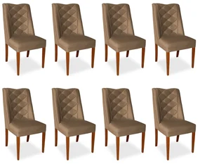 Kit 8 Cadeiras de Jantar Micheli Suede Nude