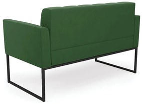 Kit 1 Sofá Namoradeira e 2 Poltronas Elisa Suede Base Metálica Industrial Preto - D'Rossi - Verde