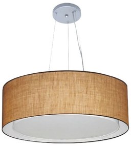 Lustre Pendente Cilíndrico Duplo Md-4126 Cúpula em Tecido 80x30cm Palha - Bivolt