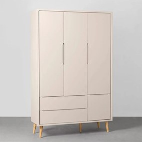 Guarda-Roupa Theo 3 Portas com Pés Retrô Natural - Areia