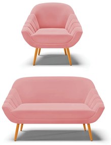 Kit 01 Namoradeira 02 Lugares e 01 Poltrona Giovana Suede Pés Palito Castanho D03 - D'Rossi 



 - Rose