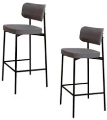 Banqueta Alta Bar Estofada Kit 2 Ella M25 Linho Cinza - Mpozenato