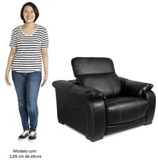 Poltrona Reclinável para Sala de Estar Living Line L07 Couro Preto - M