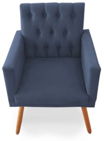 Kit 2 Poltronas 1 Namoradeira Clara Capitonê Pés Palito Suede Azul - Sheep Estofados