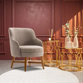 Poltrona Decorativa Com Braço Amber Linho Cinza G66 - Gran Belo