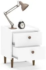 Mesa De Cabeceira 2 Gavetas Luisiana Branco - Politorno