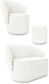 Sofá Namoradeira com Poltrona e Puff Orgânico Sala Malu Bouclê M11 - D'Rossi - Off White