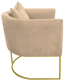 Poltrona Paola Suede Base Metálica Dourado D03 - D'Rossi Bege - Bege