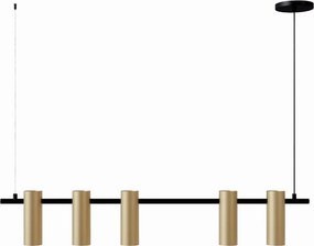 Pendente Tube Transpass Em Par 5,7X16,7X95Cm Alumínio 05Xmr16 - Qimpor... (PRETO / CHAMPANHE)