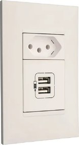Conjunto Tomada 2p+T E Carregador Usb Branco Pial Plus+