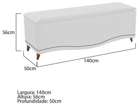 Calçadeira Estofada Yasmim 140 cm Casal Corano Branco - ADJ Decor