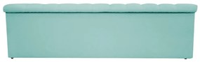 Recamier Baú Estofada Mel 160 cm Queen Size Com Capitonê Suede Azul Tiffany - ADJ Decor