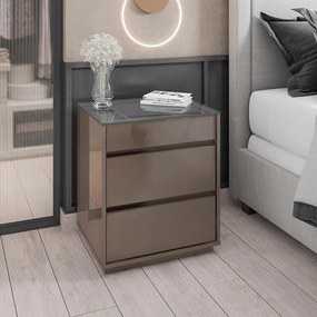Mesa de Cabeceira Organizadora Ellie 3 Gavetas C02 - D'Rossi - Cinza Pérola