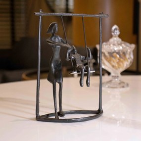 Escultura Decorativa em Metal Preto Balanço 18x13,5 cm - D'Rossi