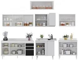 Armário de Cozinha Modulado de Canto 7 Peças CP23 Balcão com Tampo Bra