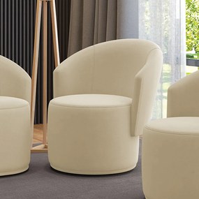 Poltrona Decorativa Orgânica Fixa para Sala Malu Suede M11 - D'Rossi - Bege