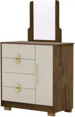 Cômoda Para Quarto 93cm Com Espelho Nara Imbuia/Fendi V02 - Mpozenato