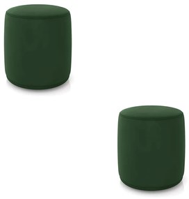 Puff Redondo Orgânico para Sala Kit 2 Malu Veludo M11 - D'Rossi - Verde