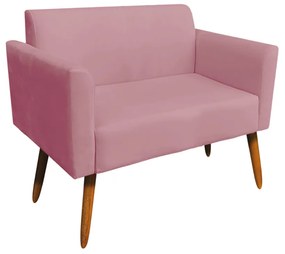Kit 01 Namoradeira 02 Lugares e 02 Poltronas Marisa Suede Base Giratória Madeira MA30 D'Rossi - Rose
