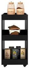 Kit 2 Armários Multiuso para Cozinha Seul com Rodízios L03 Preto - Mpo