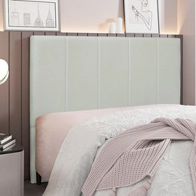 Cabeceira Decorativa Casal 1,40M Erza Veludo Prata G63 - Gran Belo