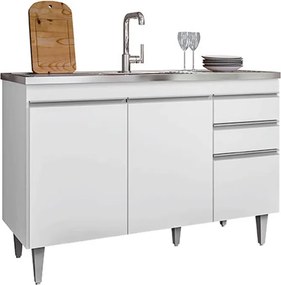 Balcão de Cozinha para Pia Pursat MDP/BP Branco G96 - Gran Belo