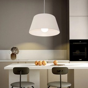 Lustre Pendente Cone Md-4039 Cúpula em Tecido 21/40x30cm Branco - Bivolt