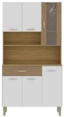 Armário de Cozinha Compacta 90cm Bruna Plus Freijó/Supremo Z06 - Mpoze