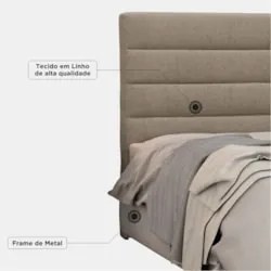 Cabeceira Casal 140cm Greta Linho Areia Z51 - Mpozenato