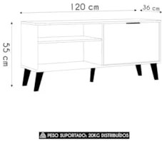 Rack Bancada Para TV 50 Pol 120cm Roby Off/Nature Z49      - Mpozenato