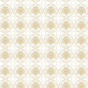 Papel de parede adesivo arabesco amarelo e branco