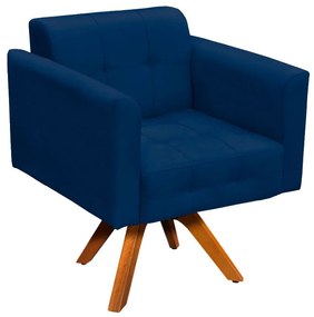 Poltrona Decorativa Giratória MM30 Elisa Suede Azul Marinho D03 - D'Rossi
