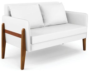 Sofá Namoradeira Lana Corino Base de Madeira D03 - D'Rossi - Branco