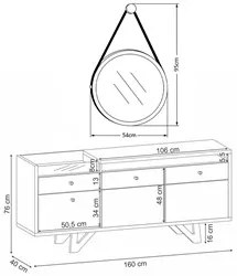 Balcão Buffet Ellora com Espelho Adnet 54cm H01 Off White/Cinamomo - M