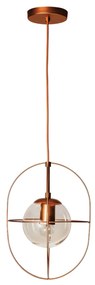 Pendente Argo 23X35X100Cm Aramado Com Globo Ø14Cm 1Xe27 G45 - Usina 17... (CB-M - Cobre Metálico, Fosco (Branco))