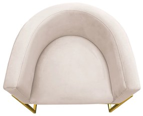 Poltrona Decorativa Base Metal Dourada Luna Veludo Bege - Sheep Estofados - Bege
