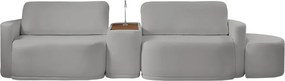 Sofá Sala Modulado 299cm com Puff Console USB Luminária Brumma Bouclê K01 - D'Rossi - Cinza