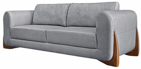 Sofá Decorativo 3 Lugares 200cm Pés em Madeira Buzz Linho Cinza G63 - Gran Belo