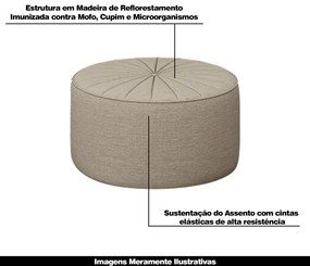 Conjunto Decorativo Sofá 240cm e Poltrona Clarke com Puff Round Linho Bege G45 - Gran Belo
