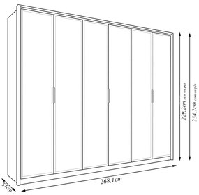 Guarda Roupa Casal 6 Portas de Bater 4 Gavetas Batroun MDP Havana G11 - Gran Belo