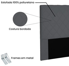 Cabeceira Dubai Para Cama Box King 195 cm Suede Cinza - D'Rossi