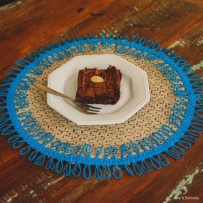 Sousplat de Juta Azul Turquesa 40cm