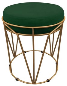 Puff Multiuso com Mesa Babu 2 em 1 Suede Verde Base Dourado - D'Rossi