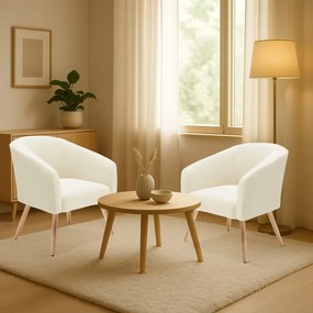 Poltrona Decorativa Pé Palito Natural Kit 2 Stella Cotelê Ext/Veludo D03 - D'Rossi - Off White