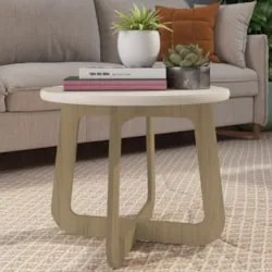 Mesa Centro Redonda 59cm Para Sala MDF Rexxar Off/Carvalho A09 - Mpoze