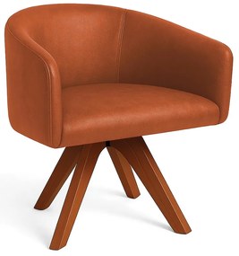 Poltrona Sala Base Giratória Madeira Arielle Sintético Pu D03 - D'Rossi - Nozes