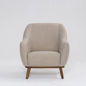 Poltrona Decorativa Pauline D07 Base Madeira Linho Aveia - D'Rossi