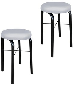 Kit 02 Banquetas Baixa Manu Corino D03 - D'Rossi - Cinza