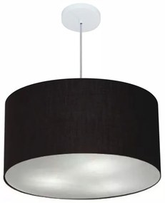 Lustre Pendente Cilíndrico Md-4101 Cúpula em Tecido 60x30cm Preto - Bivolt